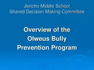 Jericho Middle School Shared Decision Making Committee