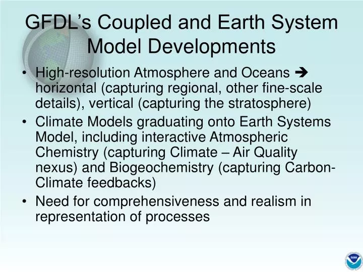 gfdl s coupled and earth system model developments
