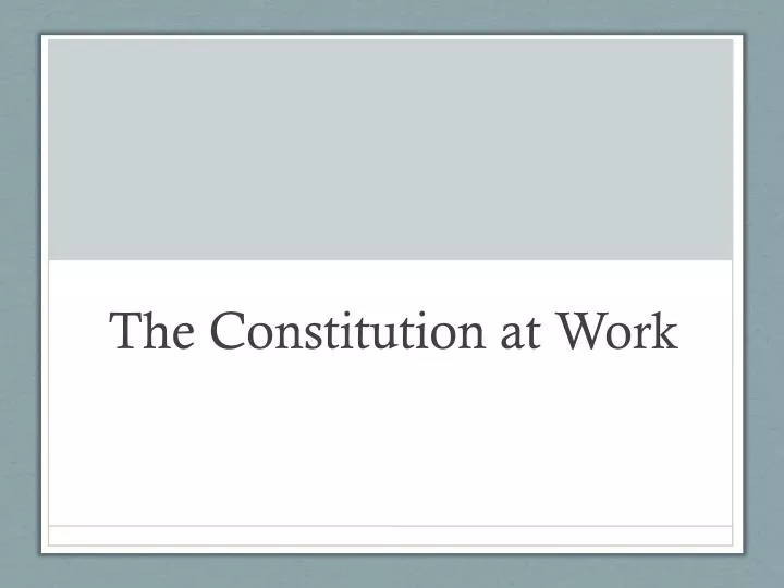 the constitution at work