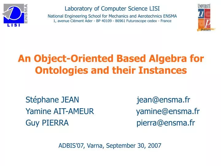 an object oriented based algebra for ontologies and their instances