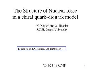The Structure of Nuclear force in a chiral quark-diquark model