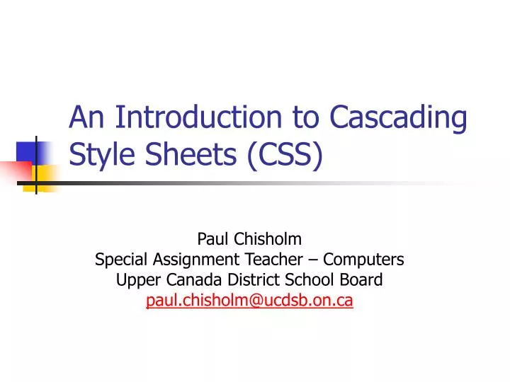 an introduction to cascading style sheets css