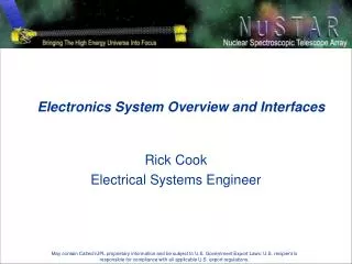 Electronics System Overview and Interfaces