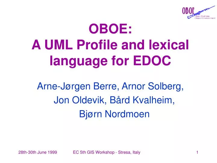 oboe a uml profile and lexical language for edoc