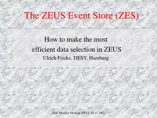 The ZEUS Event Store (ZES)
