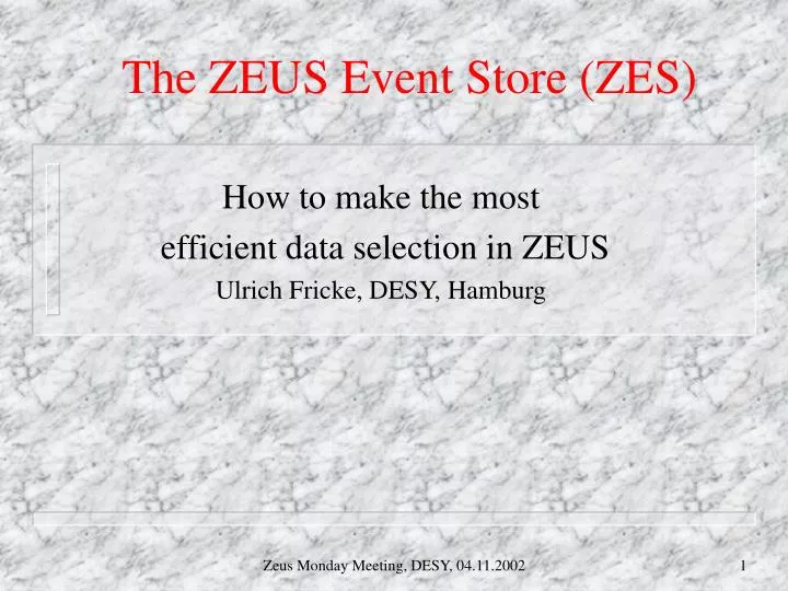 the zeus event store zes