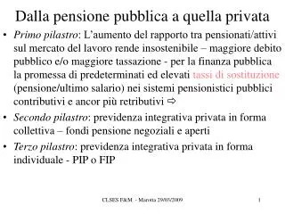 dalla pensione pubblica a quella privata