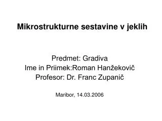 mikrostrukturne sestavine v jeklih