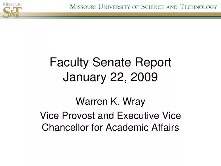 faculty senate report january 22 2009