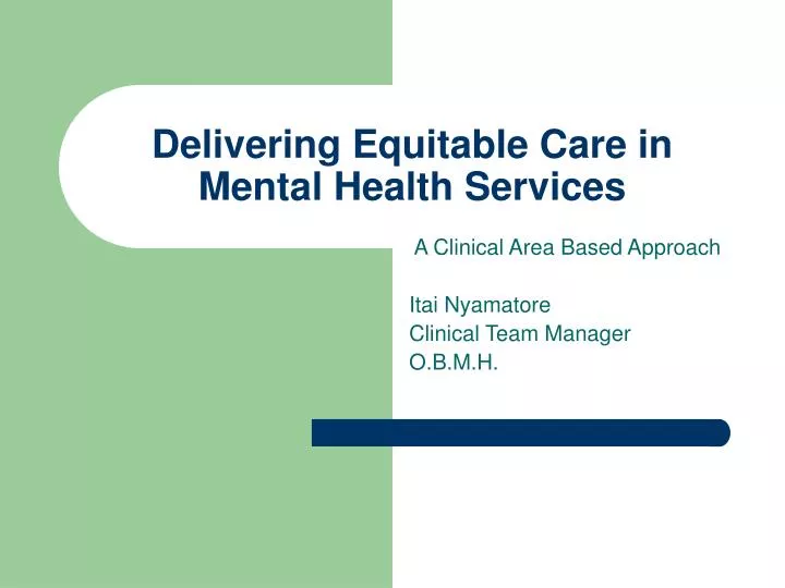 delivering equitable care in mental health services