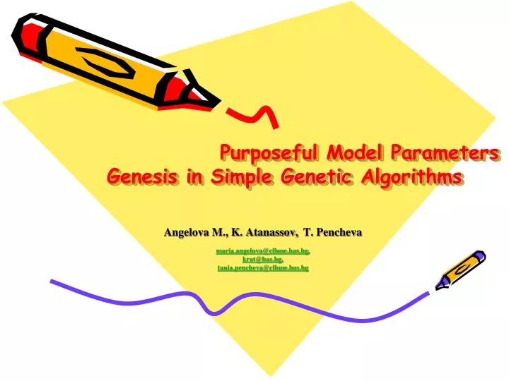 purposeful model parameters genesis in simple genetic algorithms