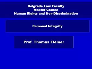 Belgrade Law Faculty Master-Course Human Rights and Non-Discrimination