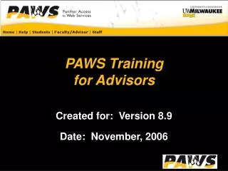 PAWS Training for Advisors