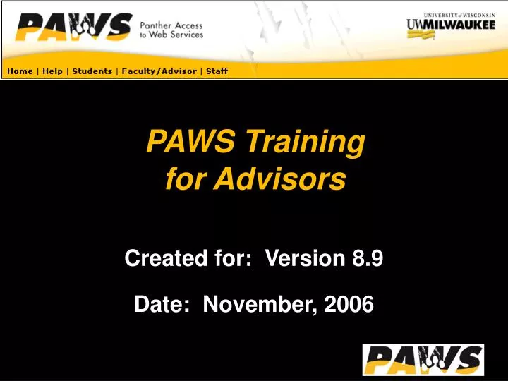 paws training for advisors