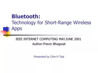 Bluetooth: Technology for Short-Range Wireless Apps