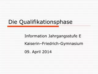 die qualifikationsphase