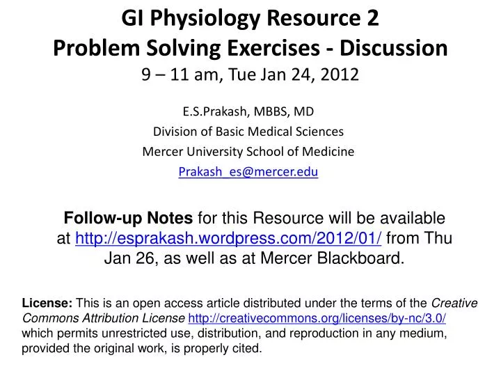 gi physiology resource 2 problem solving exercises discussion 9 11 am tue jan 24 2012