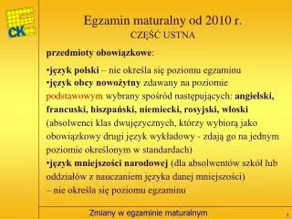 egzamin maturalny od 2010 r