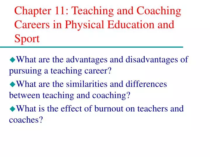 chapter 11 teaching and coaching careers in physical education and sport