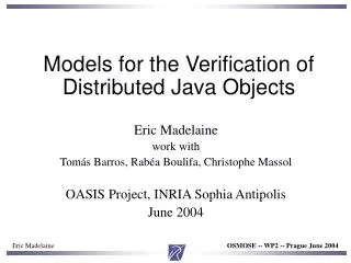 Models for the Verification of Distributed Java Objects