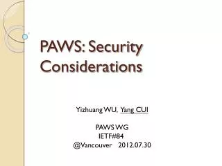 PAWS: Security Considerations