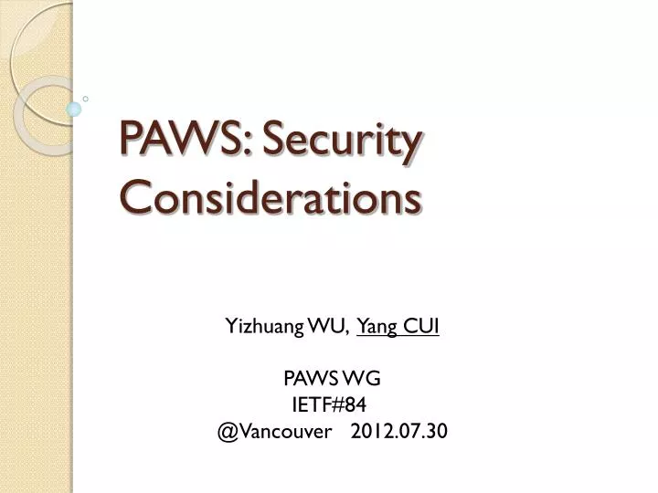 paws security considerations