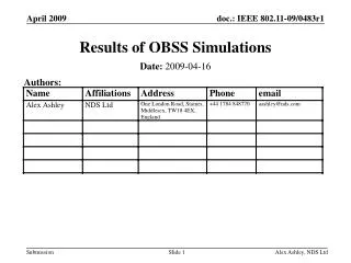 Results of OBSS Simulations