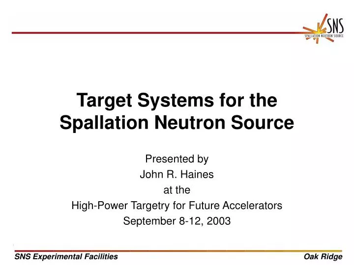 target systems for the spallation neutron source