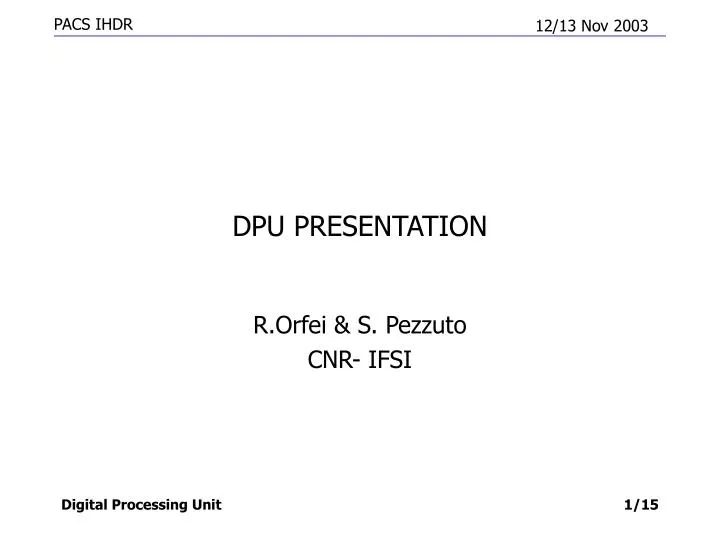 dpu presentation