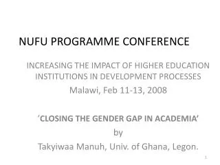 NUFU PROGRAMME CONFERENCE