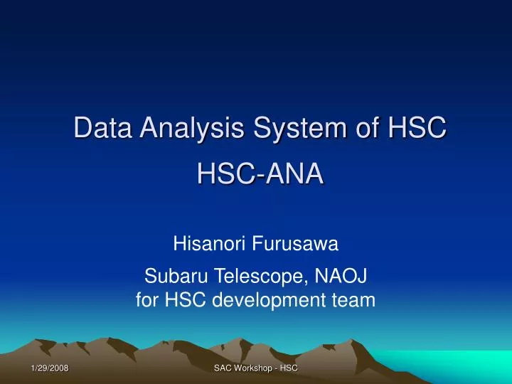 data analysis system of hsc hsc ana