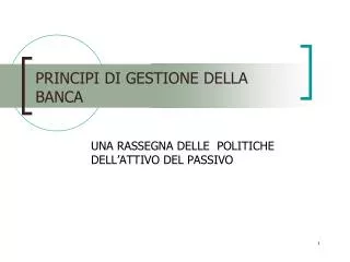principi di gestione della banca