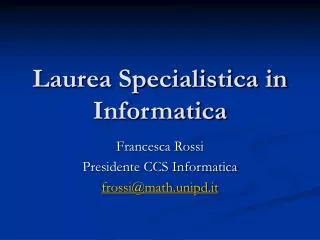 laurea specialistica in informatica