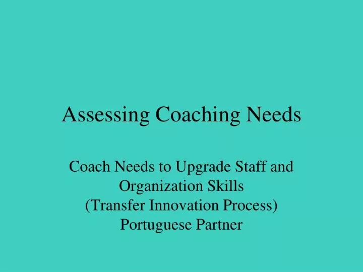 assessing coaching needs