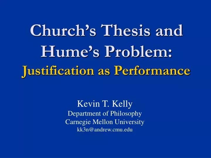 church s thesis and hume s problem justification as performance