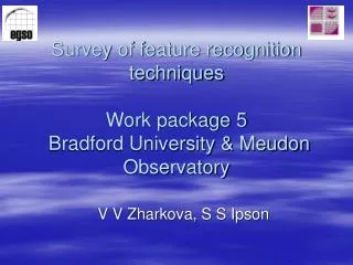 survey of feature recognition techniques work package 5 bradford university meudon observatory