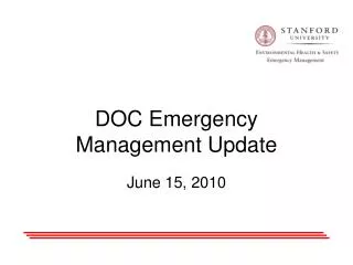 DOC Emergency Management Update