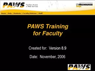PAWS Training for Faculty