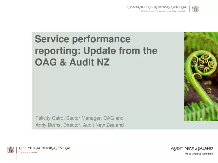service performance reporting update from the oag audit nz