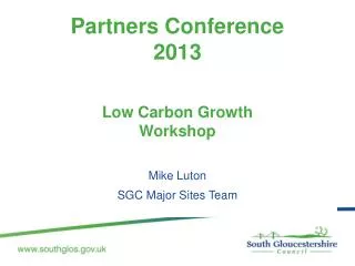 Partners Conference 2013 Low Carbon Growth Workshop