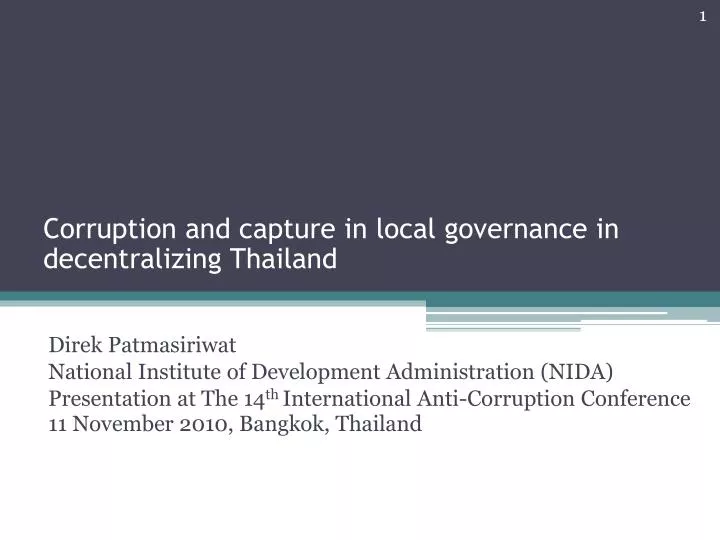 corruption and capture in local governance in decentralizing thailand