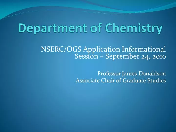 department of chemistry