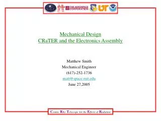 Mechanical Design CRaTER and the Electronics Assembly