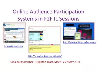 Online Audience Participation Systems in F2F IL Sessions