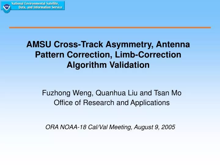 amsu cross track asymmetry antenna pattern correction limb correction algorithm validation