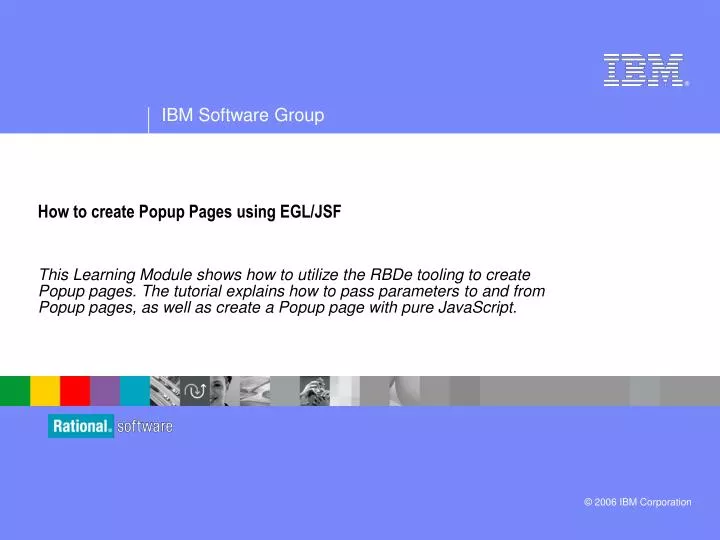 how to create popup pages using egl jsf