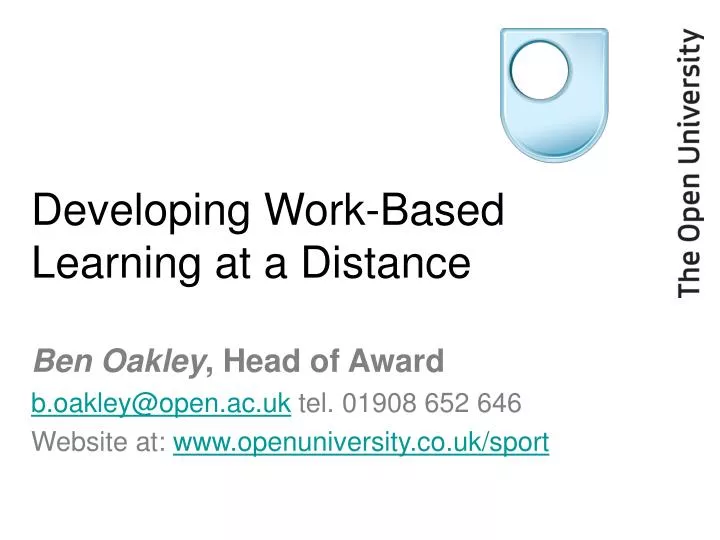 developing work based learning at a distance