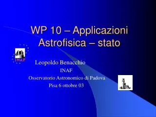 wp 10 applicazioni astrofisica stato