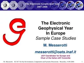 The Electronic Geophysical Year In Europe Sample Case Studies