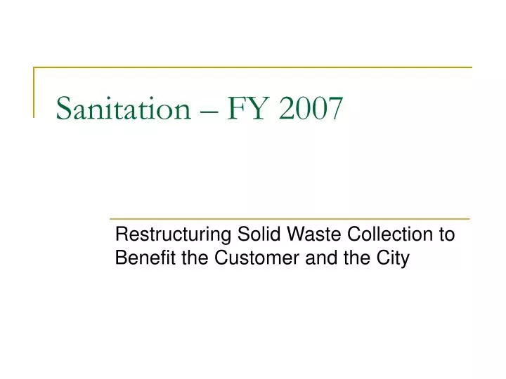 sanitation fy 2007